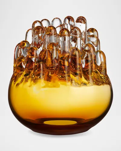 Kosta Boda Polar Medium Amber Votive In Brown