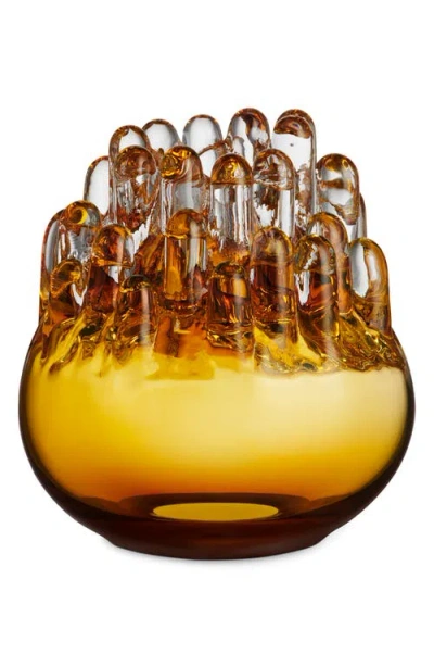 Kosta Boda Polar Medium Votive Holder In Orange