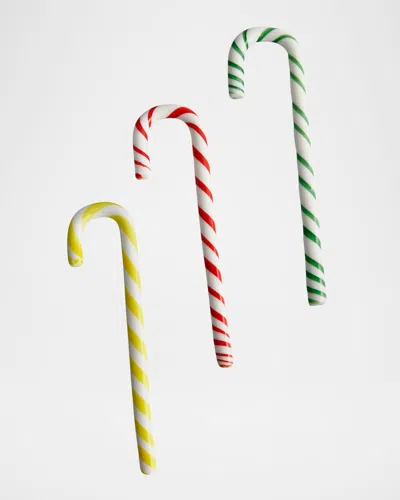 Kosta Boda Polka Candy Cane Christmas Decorations, Set Of 3 In Multi