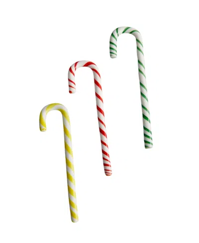Kosta Boda Polka Candy Cane Holiday Decor, Set Of 3 In Multicolor