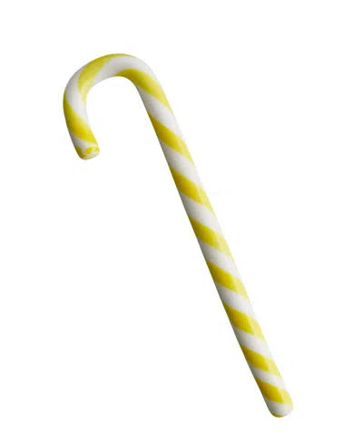 Kosta Boda Polka Candy Cane Holiday Decor In White,yellow
