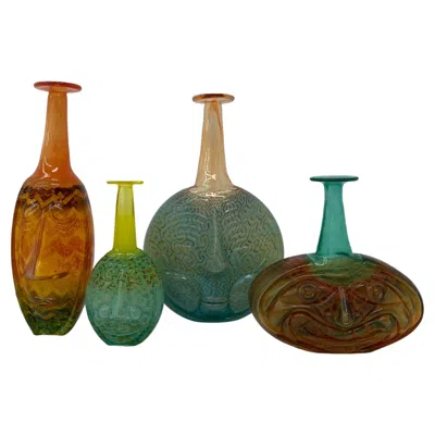 Pre-owned Kosta Boda Rare Set Of Kjell Engman For  Sweden ‘rio' Face Vases In Brown