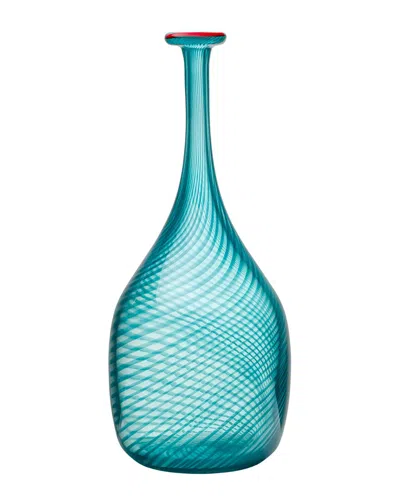 Kosta Boda Red Rim Bottle In Green