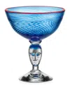 Kosta Boda Red Rim Face Blue Loving Cup In Multi  Color