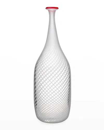 Kosta Boda Red Rim White Bottle In Multi  Color