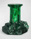 Kosta Boda Rocky Baroque Amber Haze Large Candlestick, 5.9" In Emerald Green