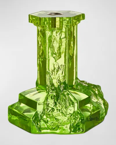 Kosta Boda Rocky Baroque Amber Haze Large Candlestick, 5.9" In Emerald Green
