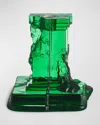 Kosta Boda Rocky Baroque Amber Haze Medium Candlestick, 5.9" In Emerald Green
