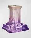 Kosta Boda Rocky Baroque Amber Haze Medium Candlestick, 5.9" In Purple