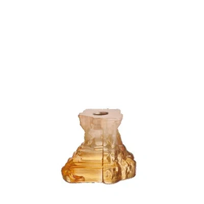 Kosta Boda Rocky Baroque Candlestick Amber Haze Small