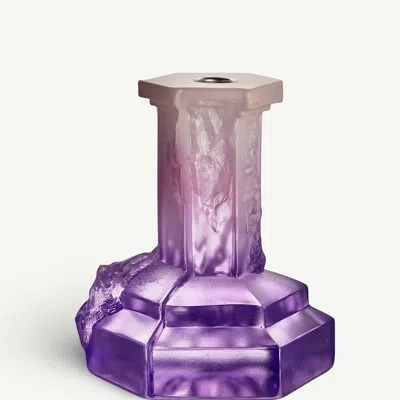 Kosta Boda Rocky Baroque Candlestick Lilac Haze Large In Multi