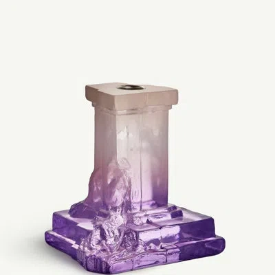 Kosta Boda Rocky Baroque Candlestick Lilac Haze Medium In Multi