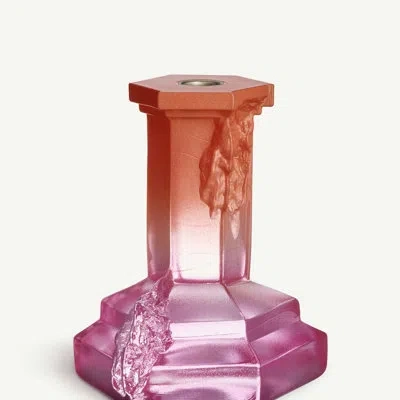 Kosta Boda Rocky Baroque Candlestick Spicy Rose Large