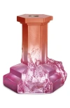 Kosta Boda Rocky Baroque Large Crystal Candlestick In Pink