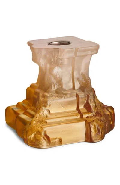 Kosta Boda Rocky Baroque Small Crystal Candlestick In Orange