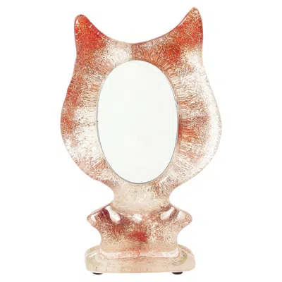 Pre-owned Kosta Boda Sandblasted, Colored Glass Cat's Ear Table Mirror By , Sweden, C. 1970