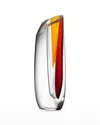Kosta Boda Saraband Handmade Glass Vase In Red/amber