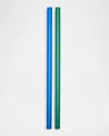 Kosta Boda Sipsavor 2-piece Glass Straw Set In Blue/green
