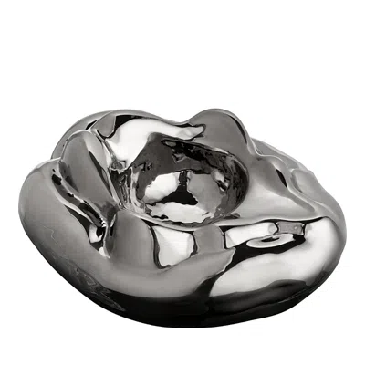 Kosta Boda Snippan Sculpture Bowl In Silver