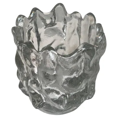 Pre-owned Kosta Boda Swedish Freeform Ice Glass Vase By Göran Wärff For , 1980s In Transparent