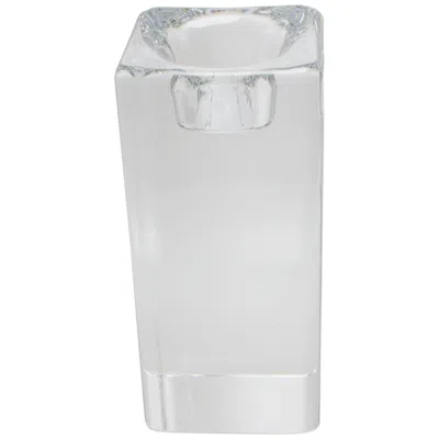 Pre-owned Kosta Boda Tall Swedish Glass Block Candleholder By Goran Warff For  In Gray