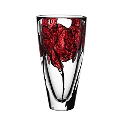 Kosta Boda Tattoo Vase, Red In Red/clear/black