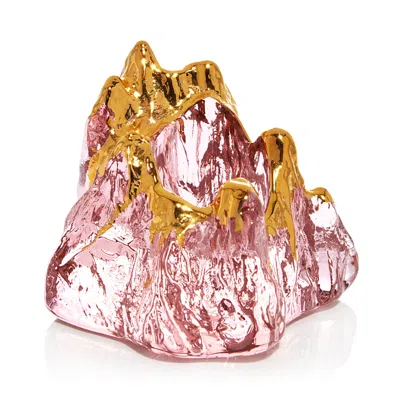 Kosta Boda The Rock Votive In Pink/gold - Exclusive