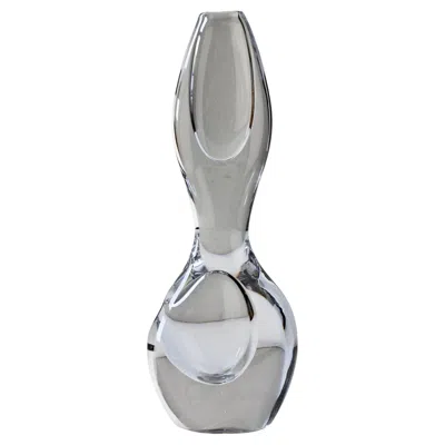 Pre-owned Kosta Boda Vicke Lindstrand For Kosta Glasbruk 1950s Tall Double Hole Glass Vase '1483' In Transparent