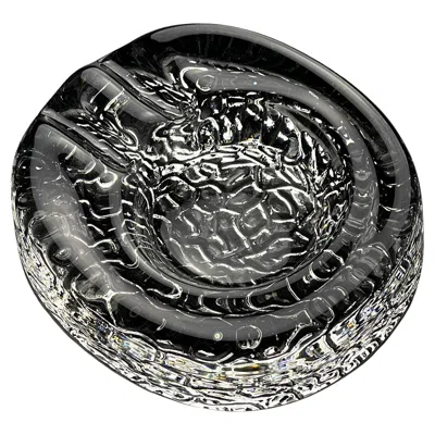 Pre-owned Kosta Boda Vintage Ice Glass Ashtray By , Sweden, 1970s In Black