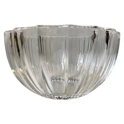 Pre-owned Kosta Boda Vintage  Fluted Crystal Bowl In Gray