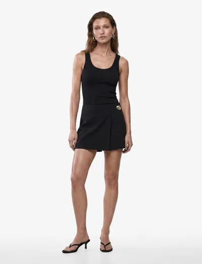 Koton A Line Pleated Mini Skort With Clasp In Black