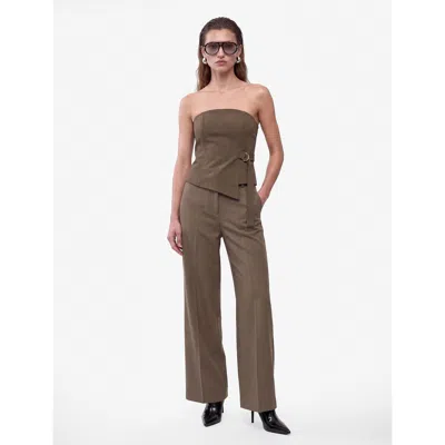 Koton Asymmetric Strapless Top With Belt In Brown