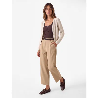 Koton Belted Barrel Fit Pants In Beige