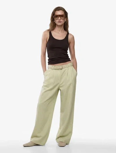 Koton Belted Linen Wide Leg Trousers In Black