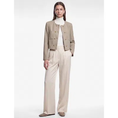 Koton Boxy Fit Crew Neck Long Sleeve Blazer With Pockets In Neutral