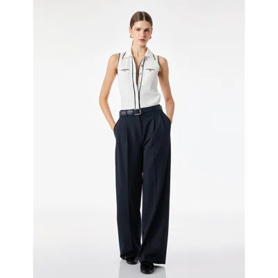 Koton Button-front Sleeveless Polo Knit Top Contrast Trim In Ecru