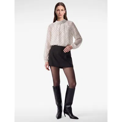 Koton Chiffon Blouse With A Shawl Collar And Polka-dot Scarf In White