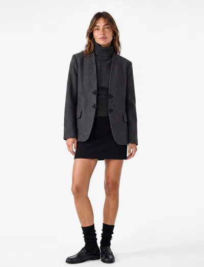 Koton Collarless Blazer Jacket With Frog Closure In Anthracite