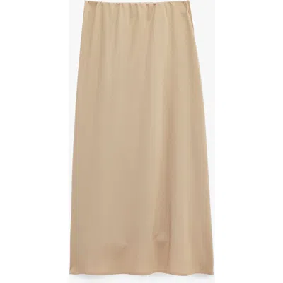 Koton Elastic Waist Satin Midi Skirt In Neutral