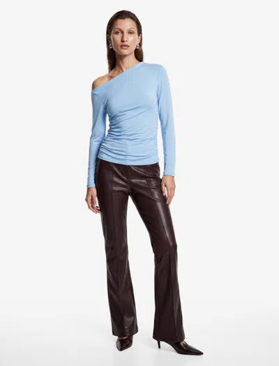 Koton Fitted Long Sleeve Crew Neck Asymmetric Top In Blue