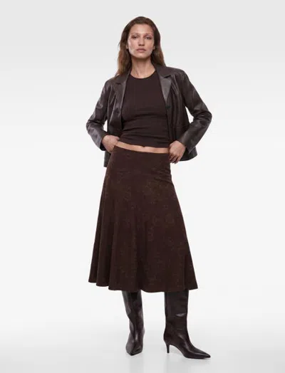 Koton Floral A-line Midi Skirt In Brown