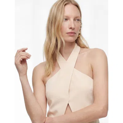 Koton Halter Neck Crop Top In Nude