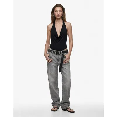 Koton Halter Neck Drape Bodysuit In Black
