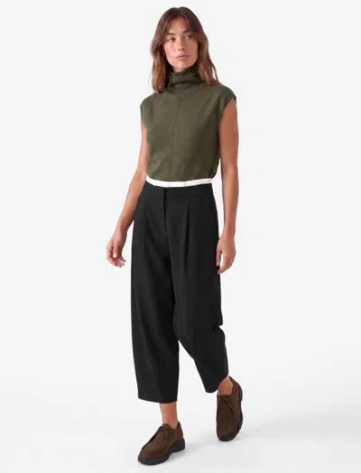 Koton High Rise Pleated Barrel Trousers In Black