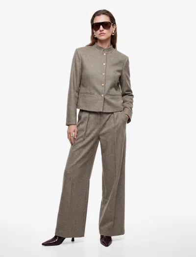 Koton High Rise Pleated Palazzo Trousers In Gray