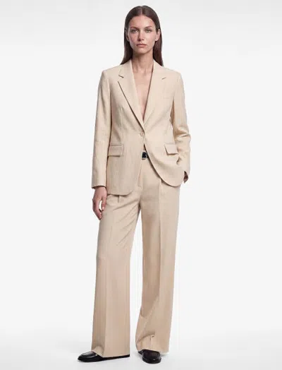 Koton High Rise Pleated Tailored Pants With Belted In Neutral