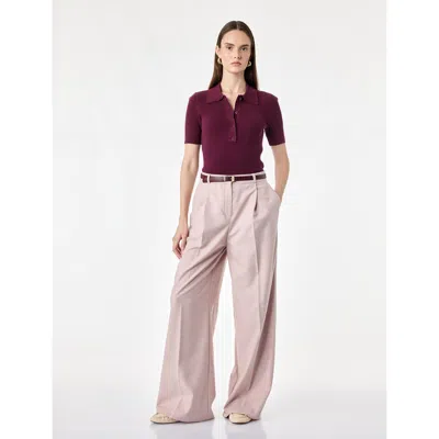 Koton High Rise Pleated Wide Leg Baggy Pants With Belt In Pink