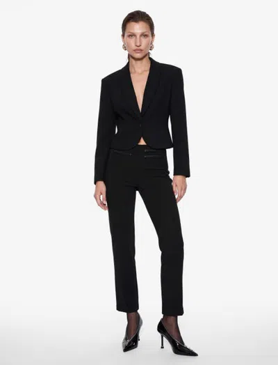 Koton High Rise Slim Trousers With Trim In Black