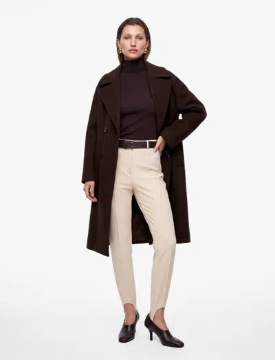 Koton High Rise Tailored Stirrup Trousers With Belt In Brown