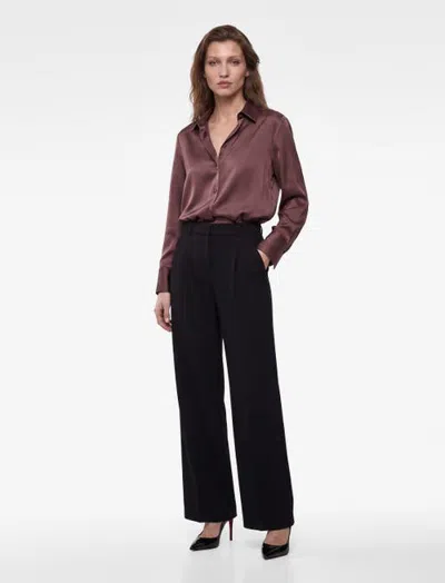 Koton High Rise Tailored Wide Leg Trousers With Pleat In Black